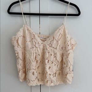 Lucky Brand Floral Lace Camisole - Cream